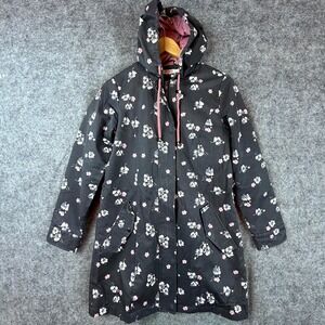 Cath Kidston Parka Coat Womens 6 Black White Pink Floral Cute Girly Hooded
